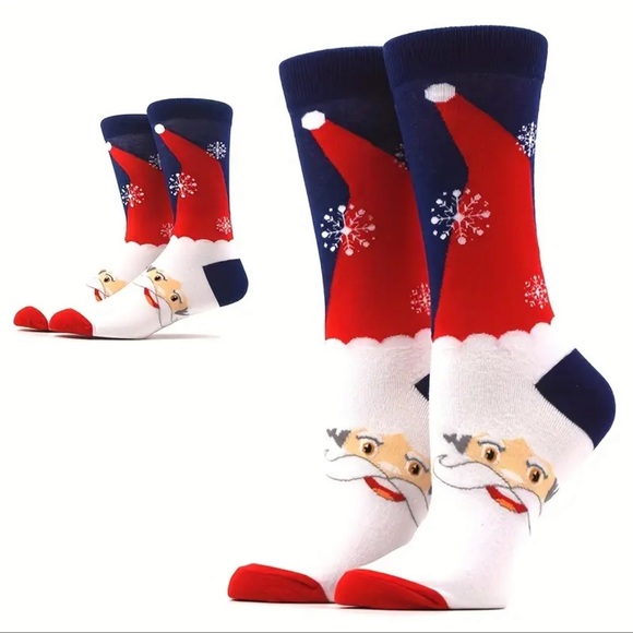 None Accessories - Christmas Socks - Unisex Crew Socks Featuring Santa, NEW
